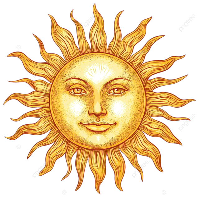 太阳脸徽章png贴纸天体艺术插图