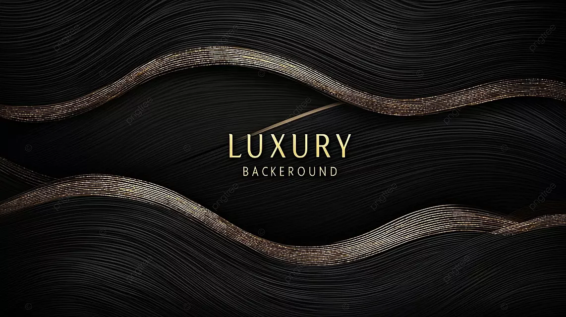 带有金色波浪线的豪华黑色背景和高端品牌促销的文字