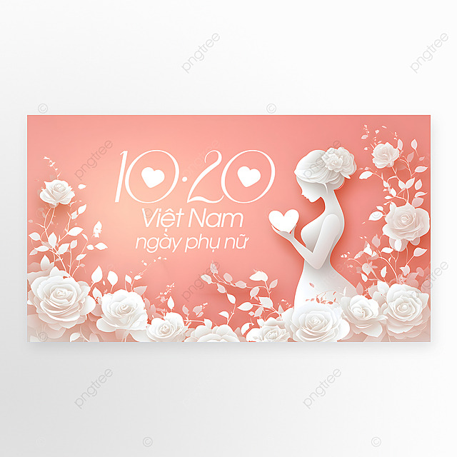 卡通插画立体剪纸花卉女人越南女人节节日祝福网页横幅