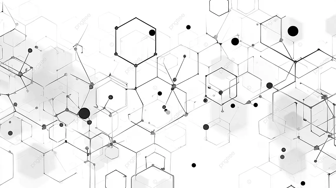 六边形和线条的几何图案形成复杂的网络结构
