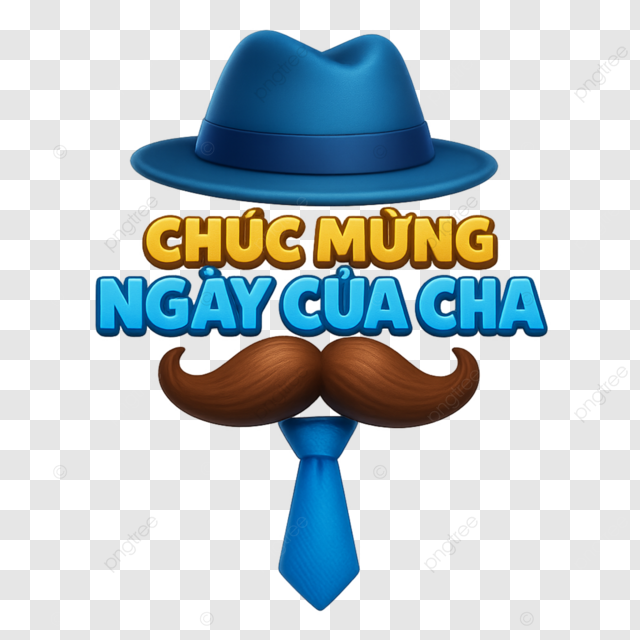 越南父亲节快乐蓝色帽须配越南语祝福语海报