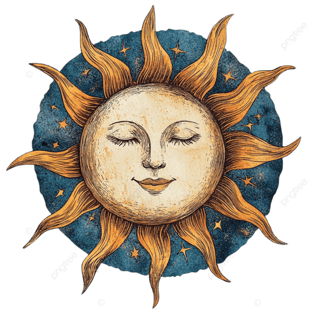 天体太阳 png 绘图 复古插画