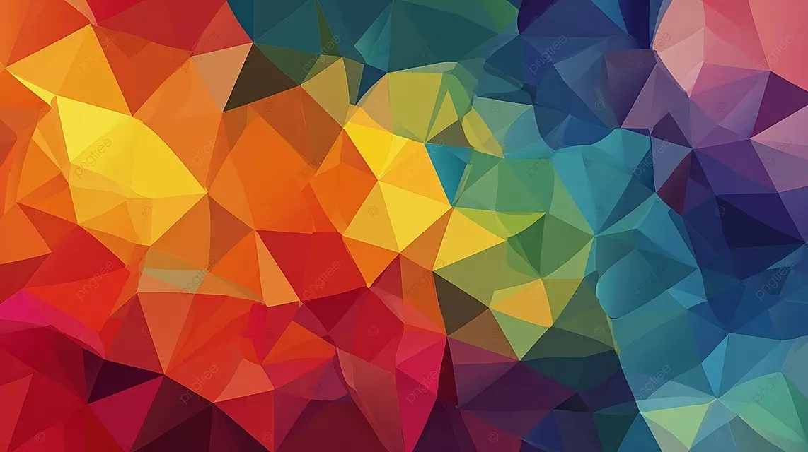 多彩的几何图案，具有充满活力的色调的多边形形状