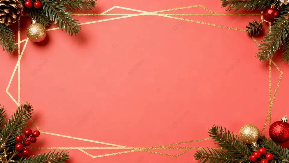 圣诞节粉色金纹松枝背景