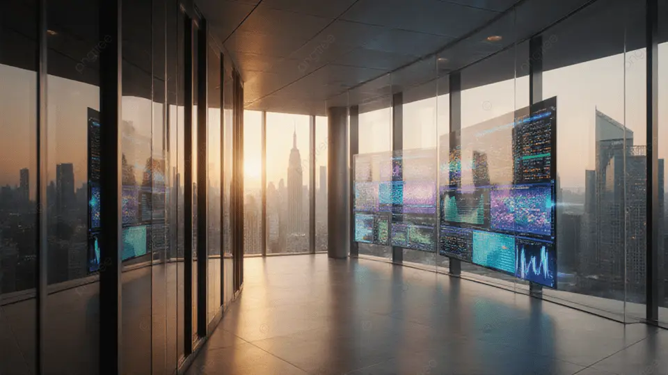 现代办公室日落景观