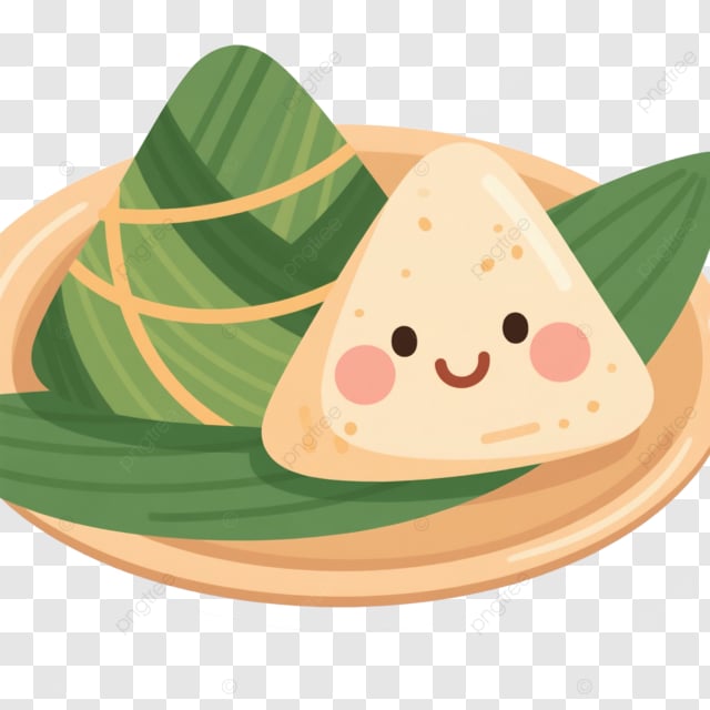 盘子里有两个端午节粽子