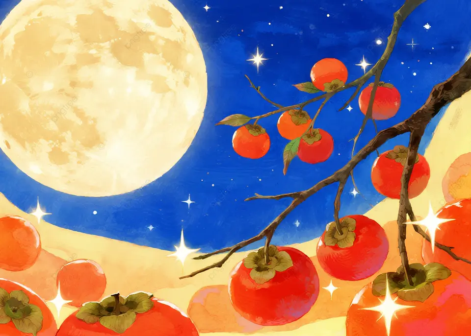 秋夕月亮氛围感背景