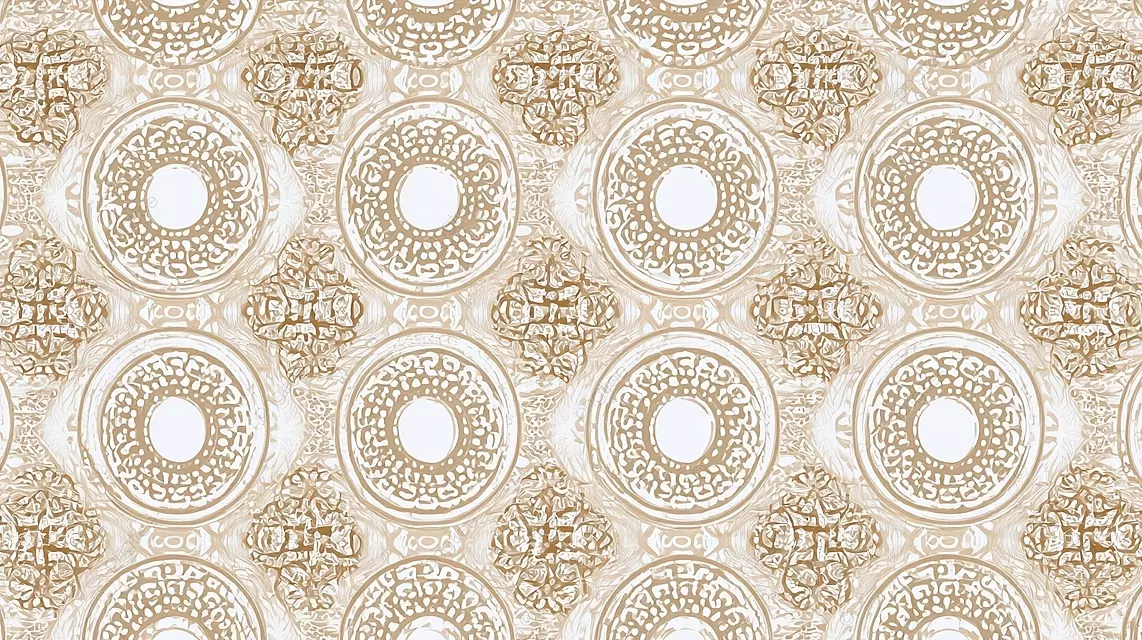 几何图案背景，带有对称圆圈和浅米色和白色的线条