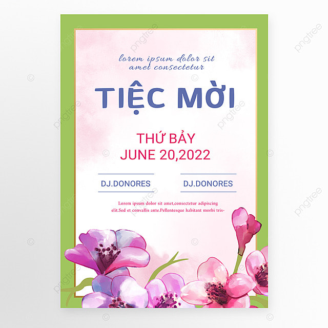 艳丽花卉越南语聚会派对邀请函模板