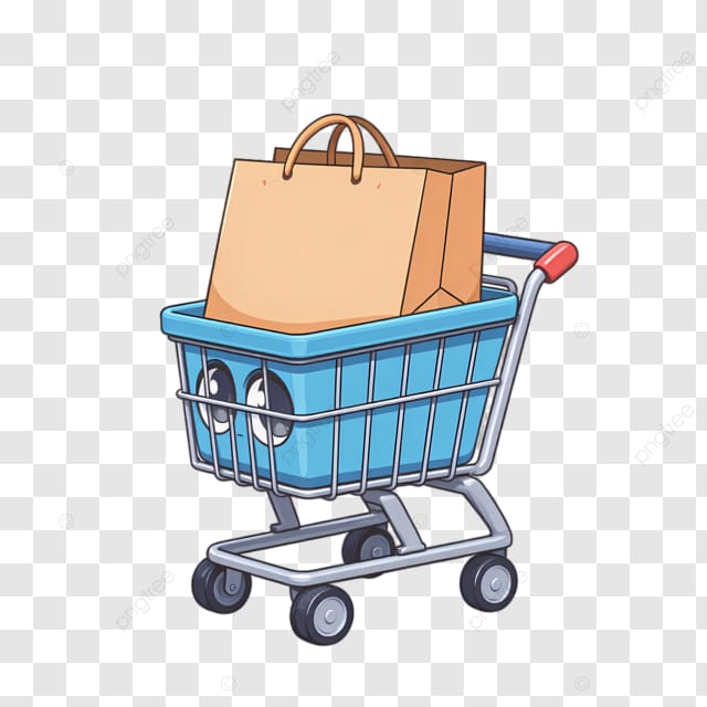 购物车里放了纸袋