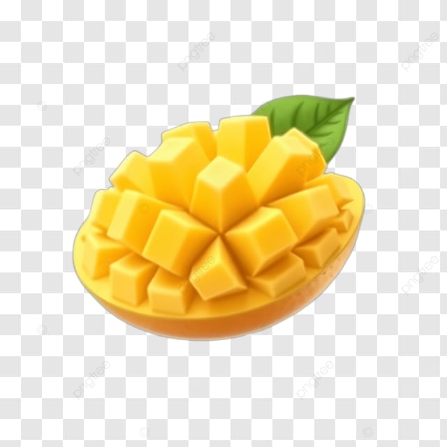 黄色的芒果被切成小方块