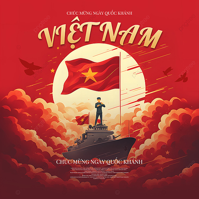 卡通插画越南国庆日节日庆祝社交媒体广告