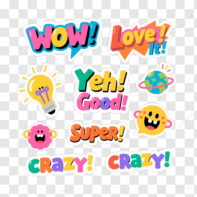 可爱的时尚潮流个性化贴纸标签剪贴画矢量