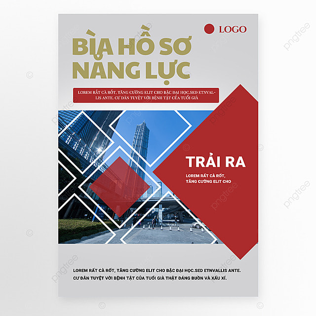 红色形状拼接陈旧风格越南商业单面手册