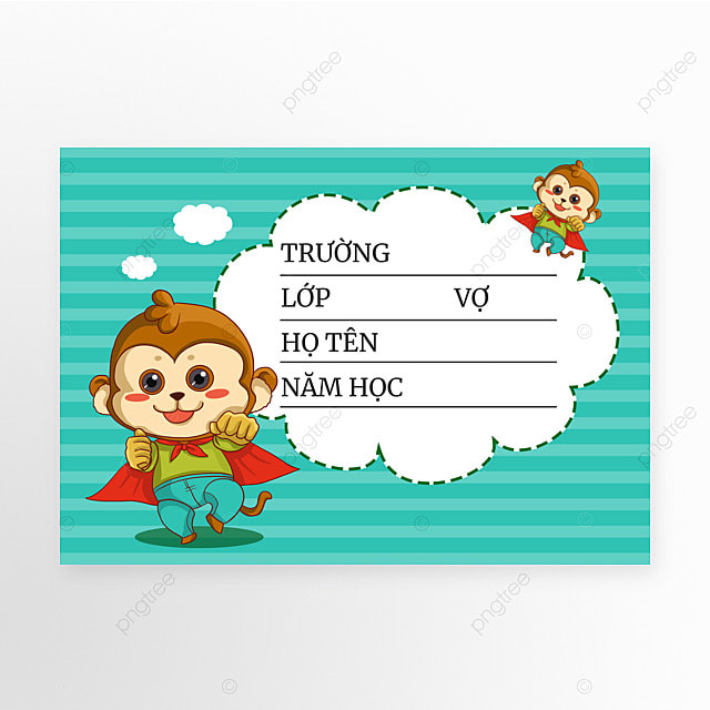 学校越南卡通标签本蓝绿色