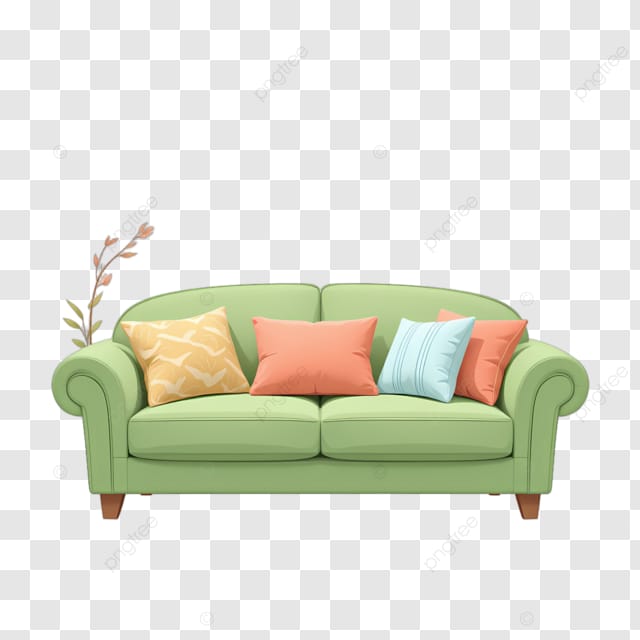 绿沙发五颜六色的枕头