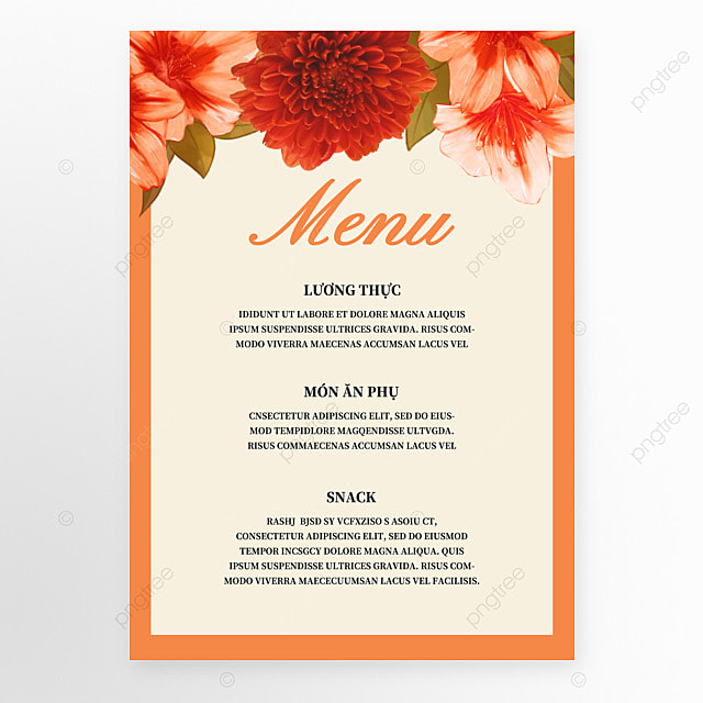 现代简约框架花卉越南婚礼菜单