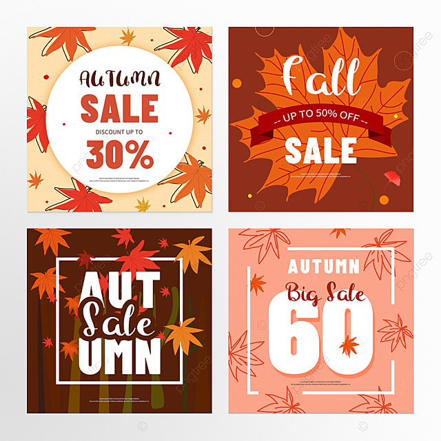 枫叶秋季促销彩色社交媒体组图