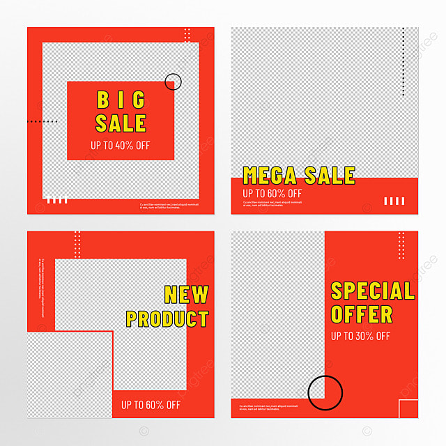 极简红色几何促销社交媒体组图