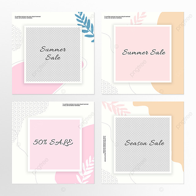 粉色几何涂鸦促销社交媒体组图