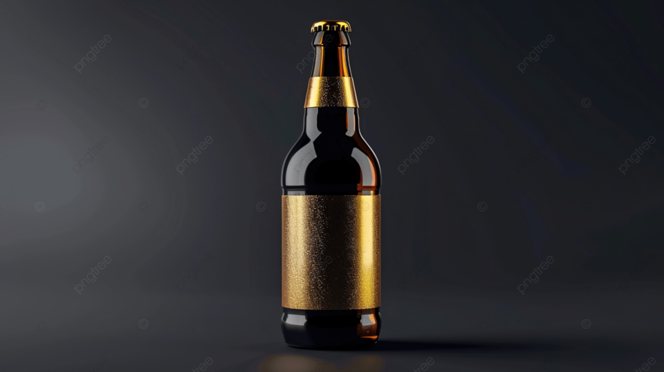 带有空白金箔标签的圆瓶隔离啤酒嘉年华概念