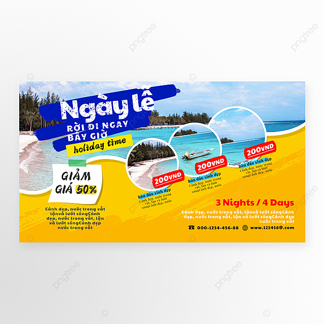 越南海边度假旅行横向传单模板