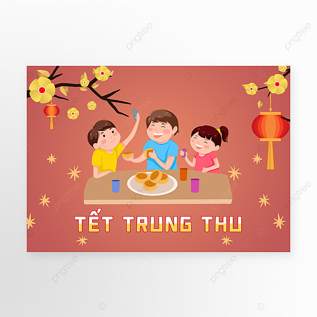 越南中秋节粉色创意海报