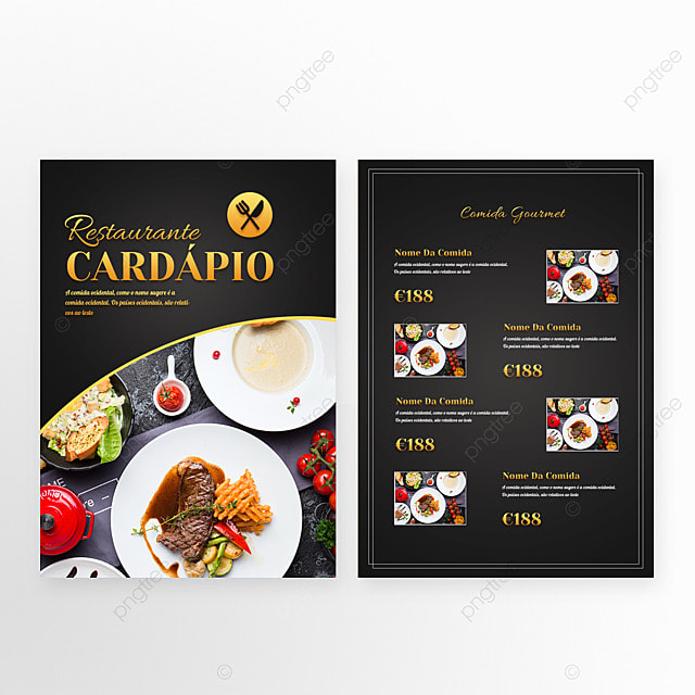西餐厅美食烫金黑色复古创意奢侈菜单