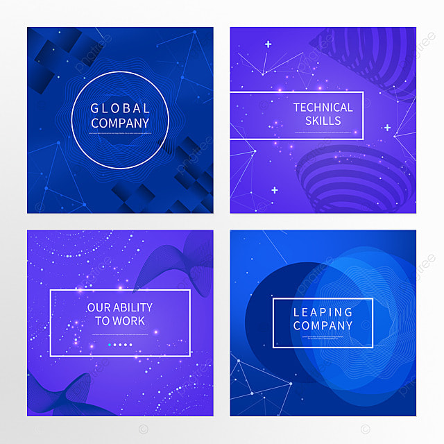 几何科技线条蓝色社交媒体组图