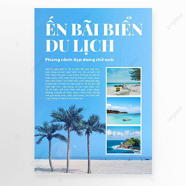 越南旅游宣传传单蓝色海边旅行风光越南语传单模版
