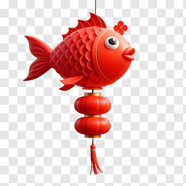 鱼灯元宵节花灯传统节日装饰红色立体