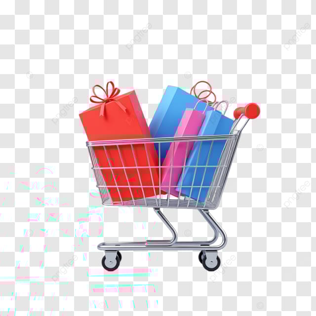购物车中的礼盒装潢鲜艳