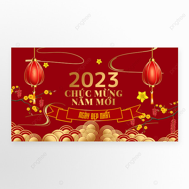 越南新年传统风格红色横幅模板