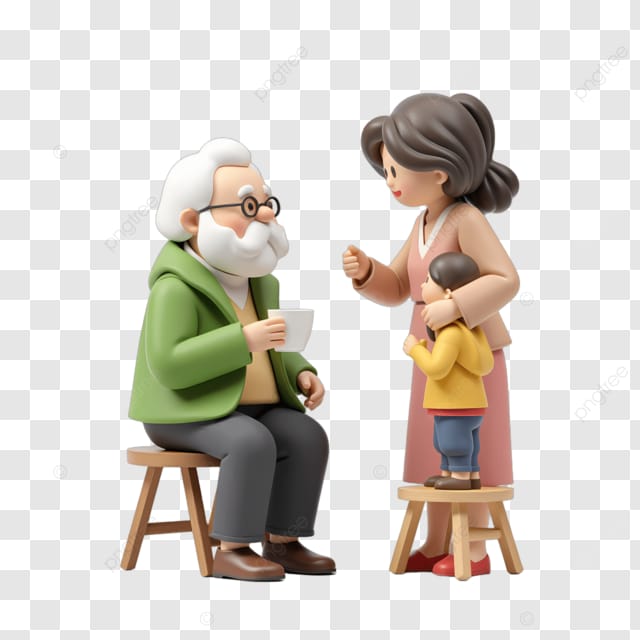 老先生的晚年时光被孙子孙女包围着