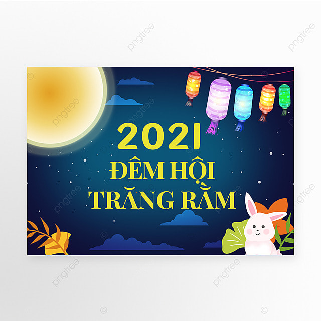 越南中秋节蓝色宣传模板