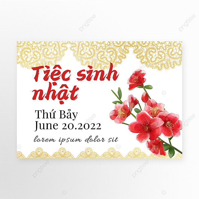 简约花卉越南语聚会派对邀请函模板