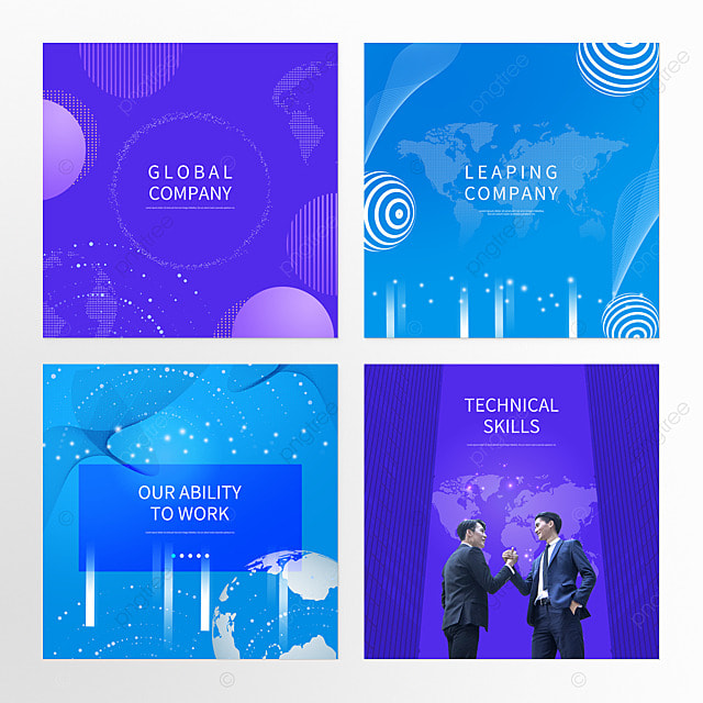 科技线条商务办公蓝色社交媒体组图