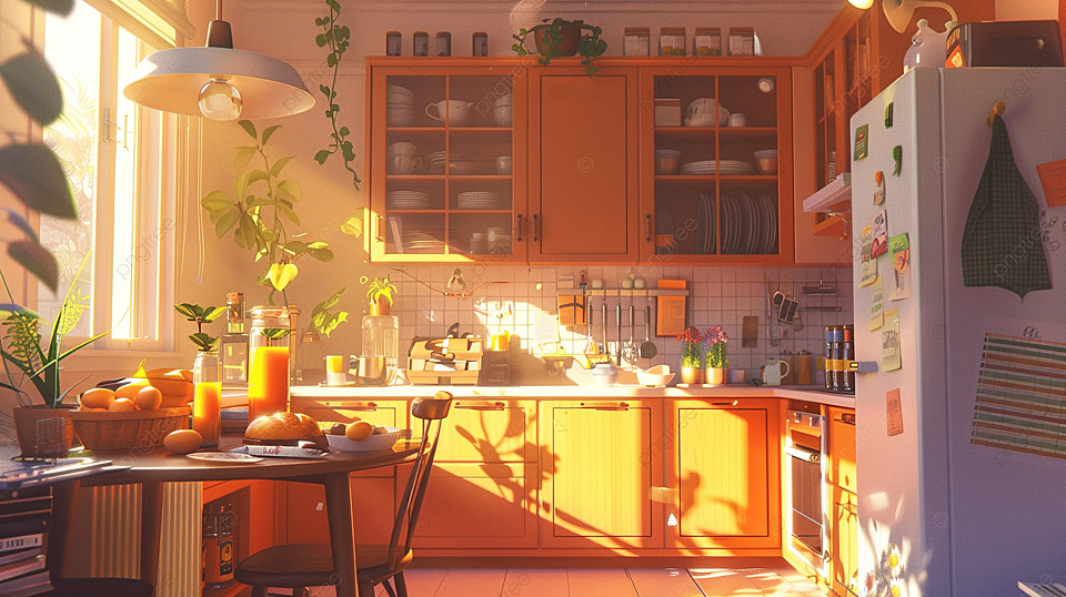 动画厨房柜台