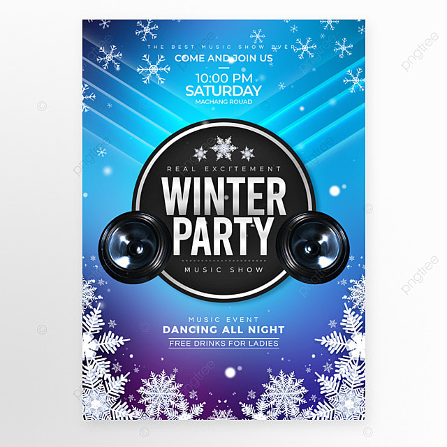 雪花音箱冬季流行音乐派对海报