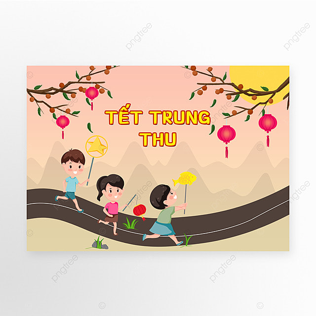 越南中秋节创意浅粉色简约海报