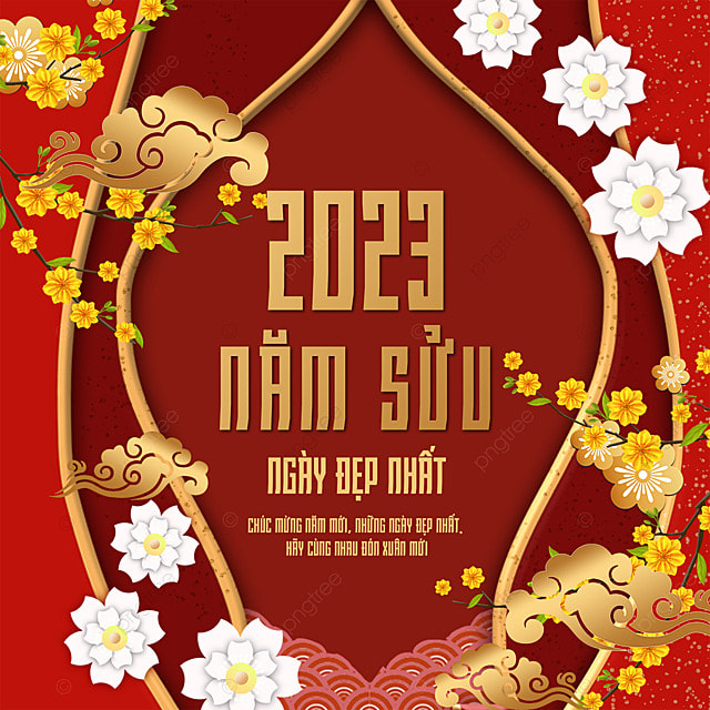 越南新年红色背景社交媒体模板