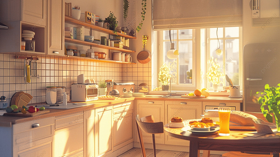 动画厨房柜台