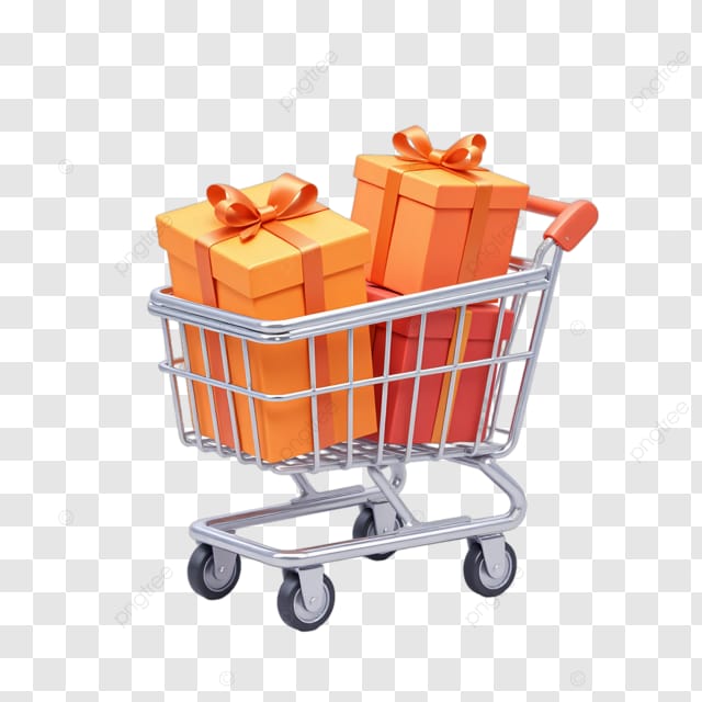 购物车里装满礼物盒