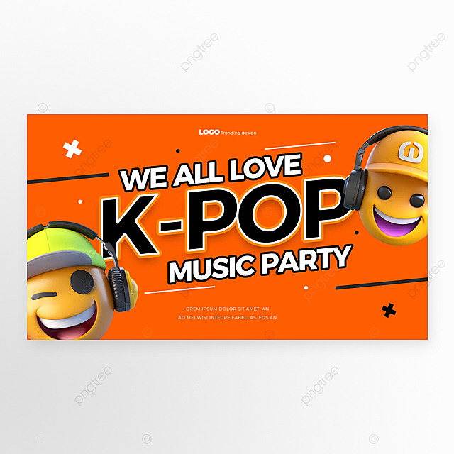 立体表情耳机韩国kpop音乐派对网页横幅