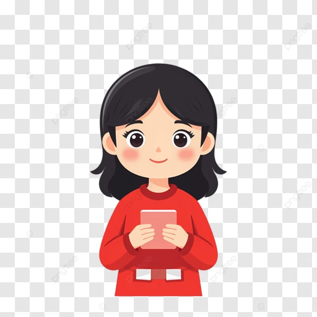 小女孩儿举着平板电脑