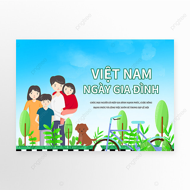 越南家庭日蓝色海报