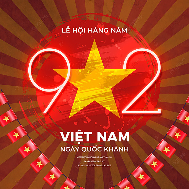 越南国旗彩旗五星国庆日节日社交媒体广告