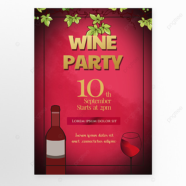 品酒会葡萄酒红酒邀请函竖版模板