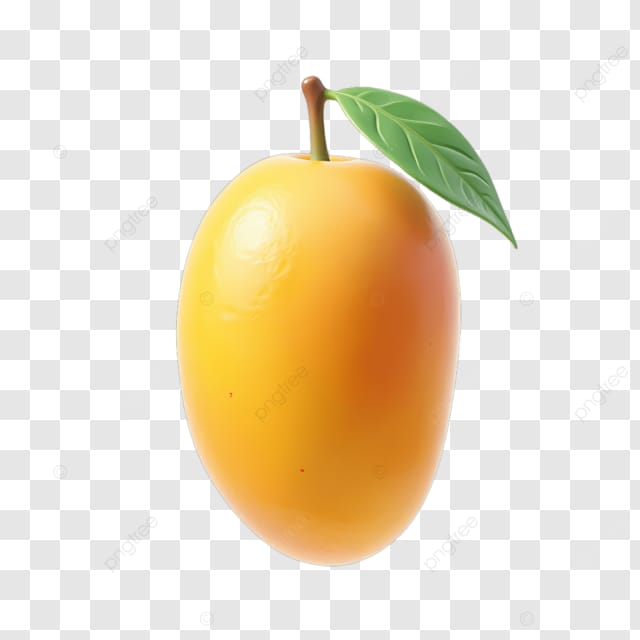 黄色的芒果上有绿叶