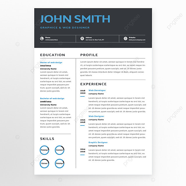 个人简历企业招聘履历信息蓝色